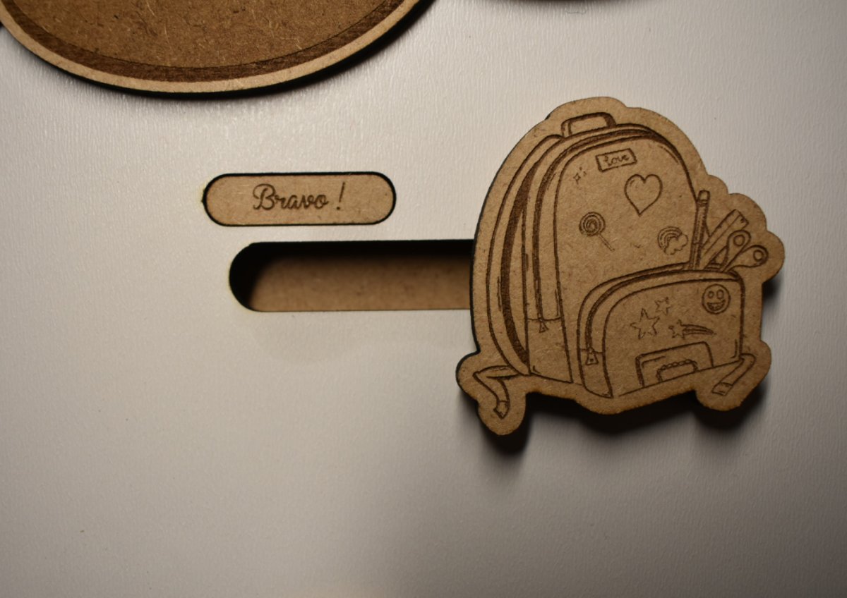 Pictogramme en bois “préparer son sac” pour routine du soir personnalisée Alvana Design